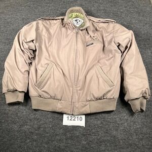 Vintage World Travel Club Bomber Jacket Mens Large Tan Knit Winter Wear Full Zip